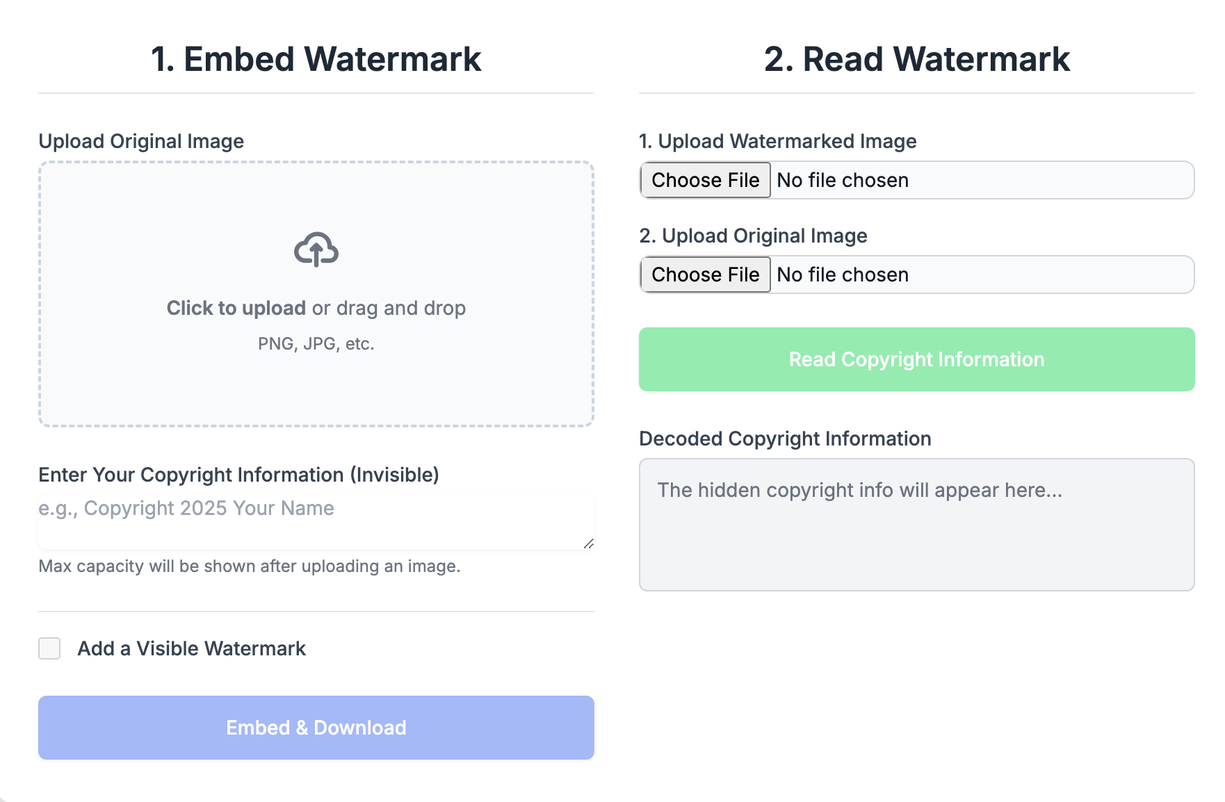 Invisible Image Watermarker Screenshot